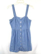 J. Crew Blue Denim Chambray Sleeveless Button Front Sun Dress Women Sz 6