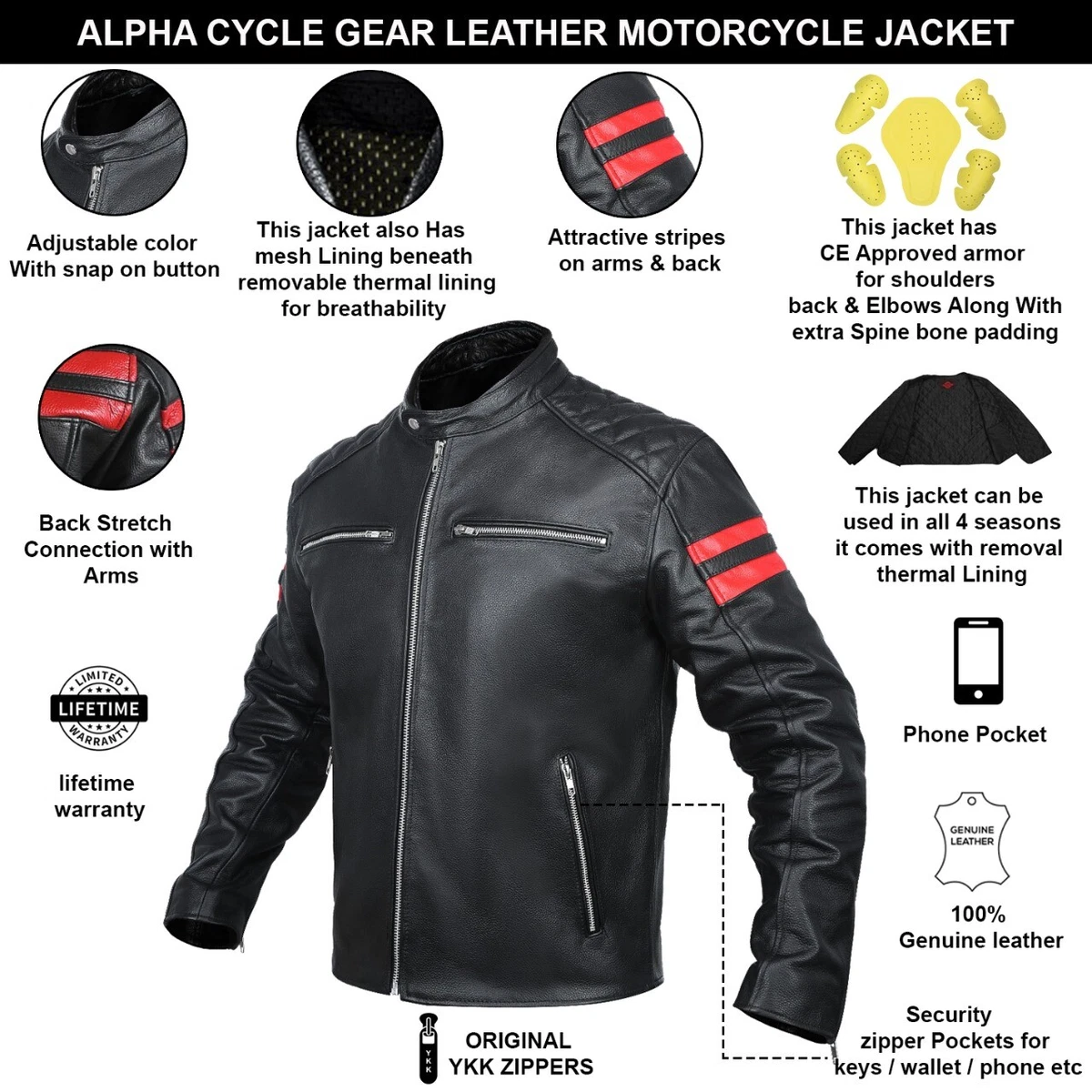 Leather motorcycle cheap jacket armor
