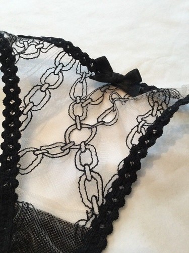 Vintage Agent Provocateur Bailey Black Nude Stretch Lace Brief Size