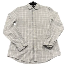 NEW The Men's Store at Bloomingdale's Check Button Down Shirt Gray Size Small S