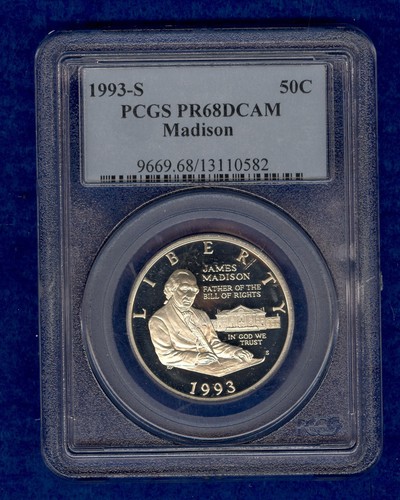 1993-S James Madison Silver Commemorative Half Dollar PCGS PR68DCAM | eBay