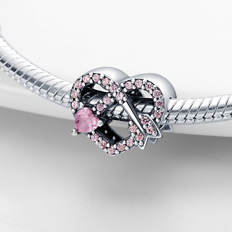 Broken Heart Cupid Arrow Charm in Genuine 925 Sterling Silver for Wife Mum Sister