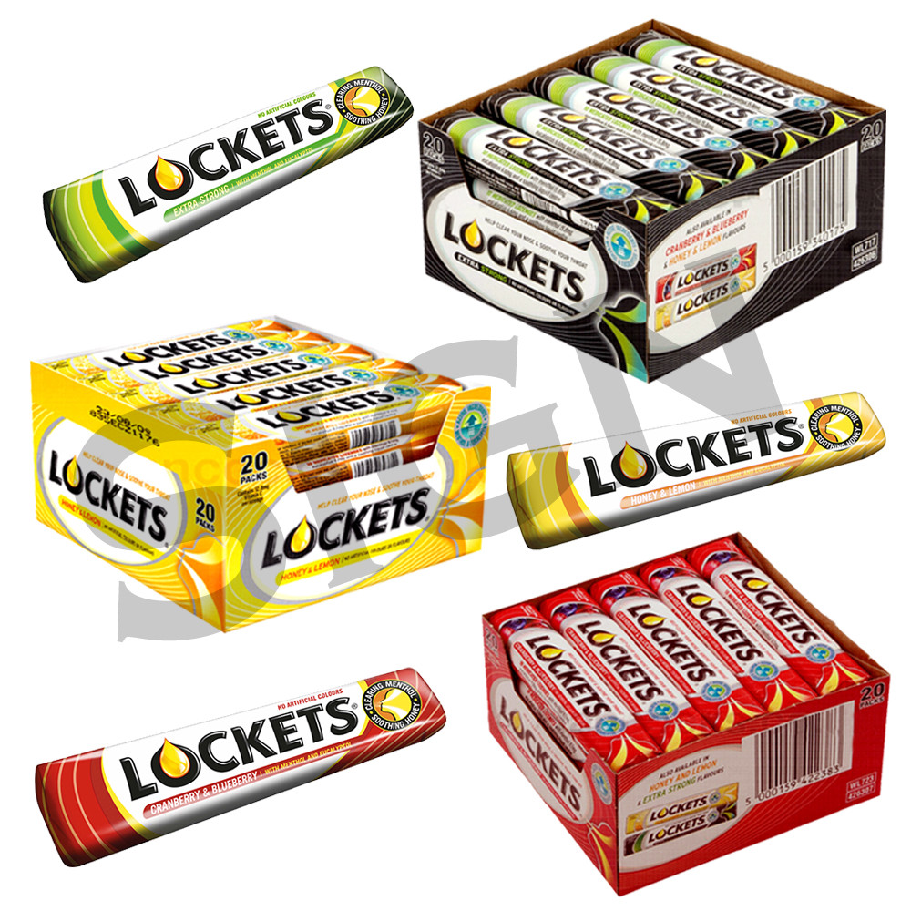 Locket Bon Lemon Drops Candy 20 Packs Of LOCKETS Honey&Leon/Extra Strong/Cranberry ...