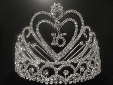 16th Birthday Party Wedding Anniversary Rhinestone Heart Tiara Crown Headpiece