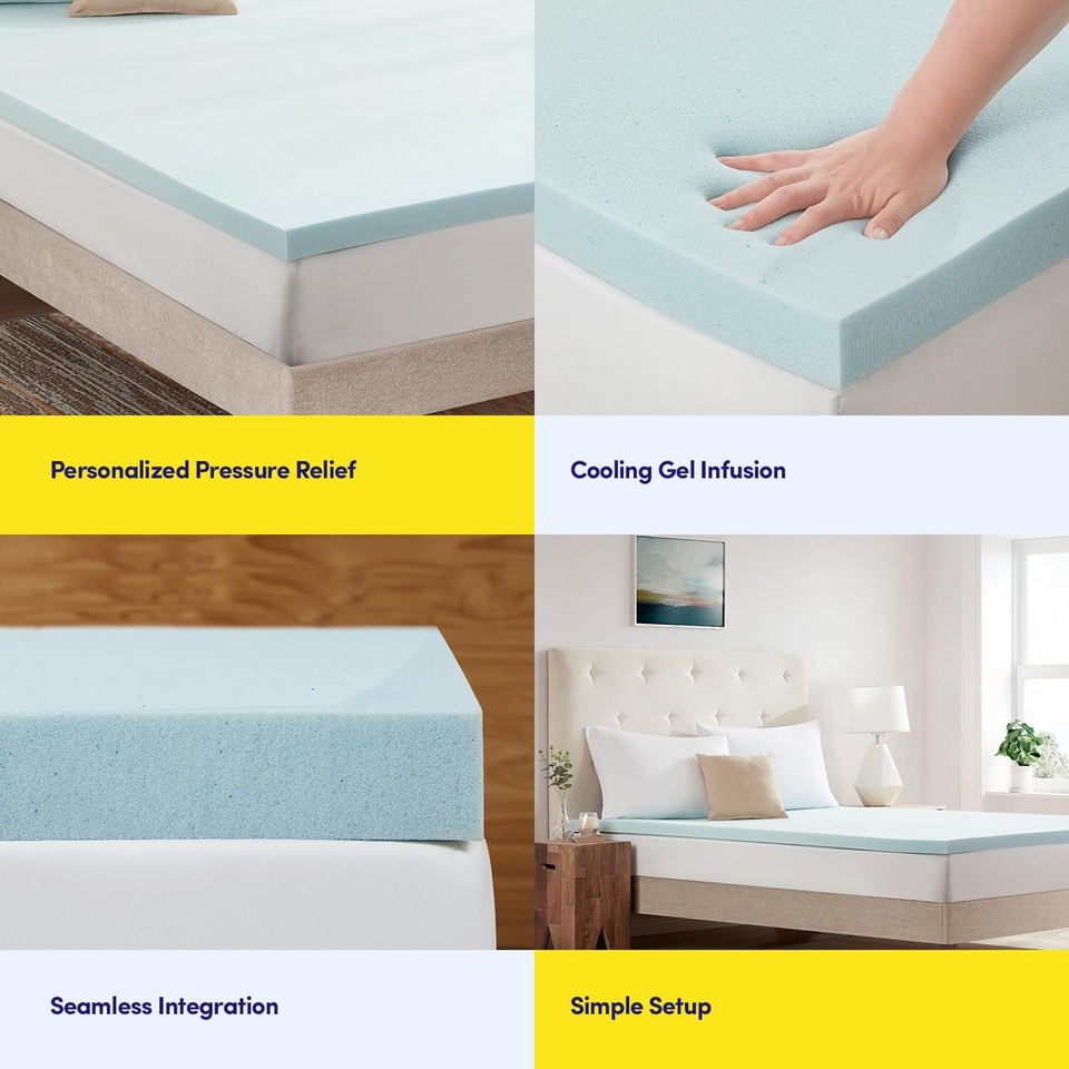 Twin Mattress Topper 2 Inch Infused Memory Foam Cooling Pad CertiPUR US