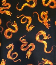 1yd x 44" 100 cotton, Timeless Treasures, Fire Dragons on Black