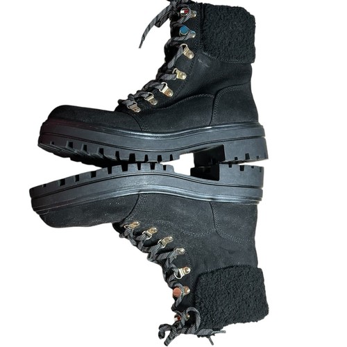 Nuevo sin etiquetas Tommy Hilfiger Faby3 Suela con cordones Bota negra Sherpa Top Talla 10 Mujer - Imagen 5 de 6