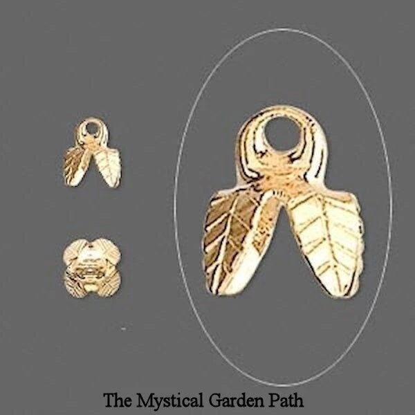 100镀金黄铜6x5毫米4尖叶铃珠帽适合6-8毫米珠子 — 第 3/3 张图片