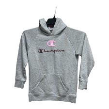 Champion Girl's Gray Hoodie With Iridescent Logo Size Youth Large Activewear