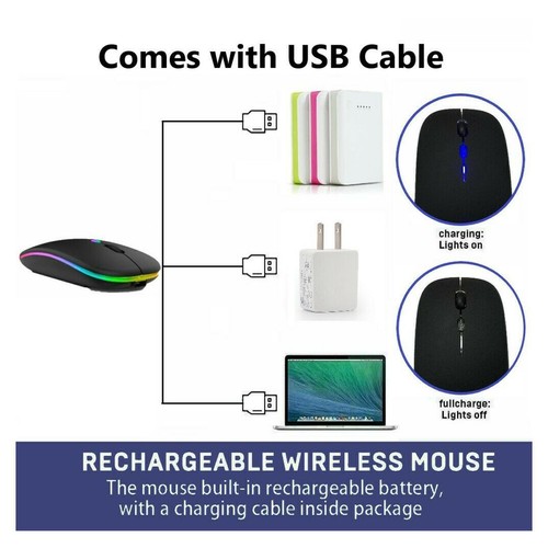 2.4GHz Wireless Bluetooth Optical Mouse USB Rechargeable Laptop` N8O1 Fo R0L4 - Picture 6 of 12