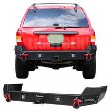 Steel Rear Bumper W D-rings Lights Kit For 1999-2004 Jeep Grand Cherokee Wj Steel Rear Bumper W D-rings Lights Kit For 1999-2004 Jeep Grand Cherokee Wj
