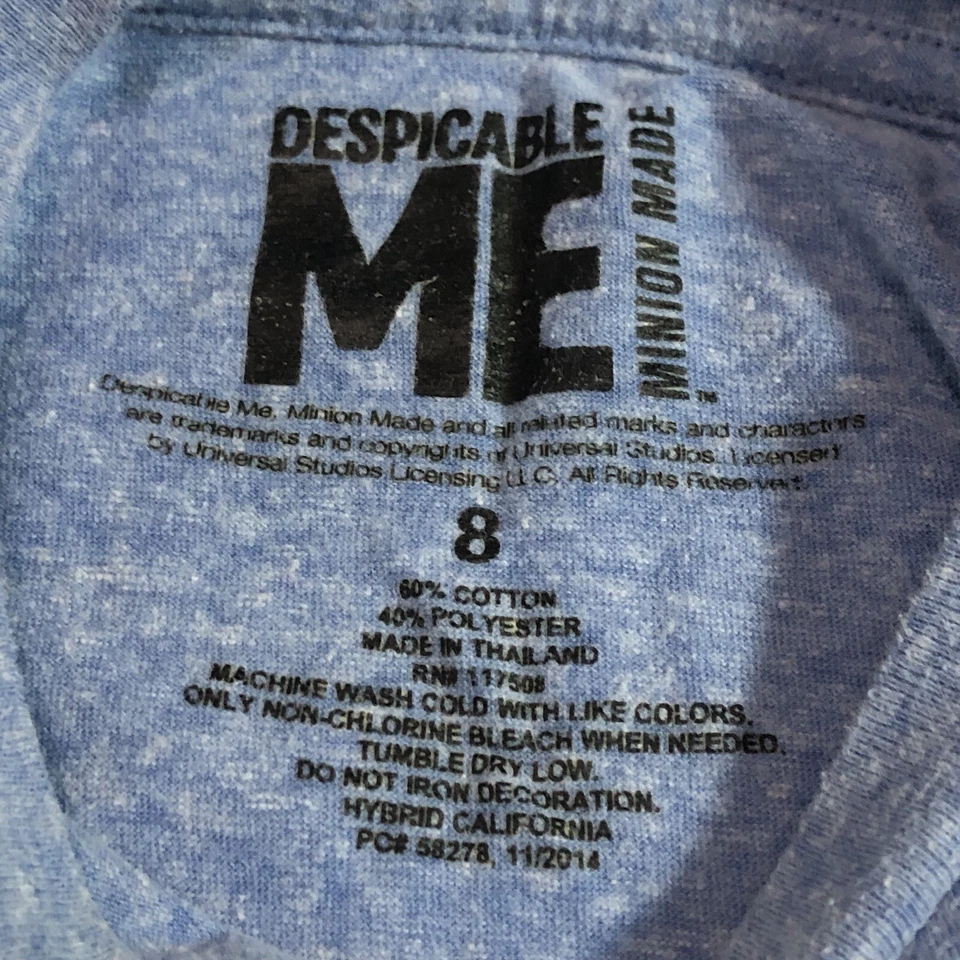 Despicable Me Minion Shirt Boys 8 We're Here, We're Yellow Get Used To It Blue - Image 2 of 4