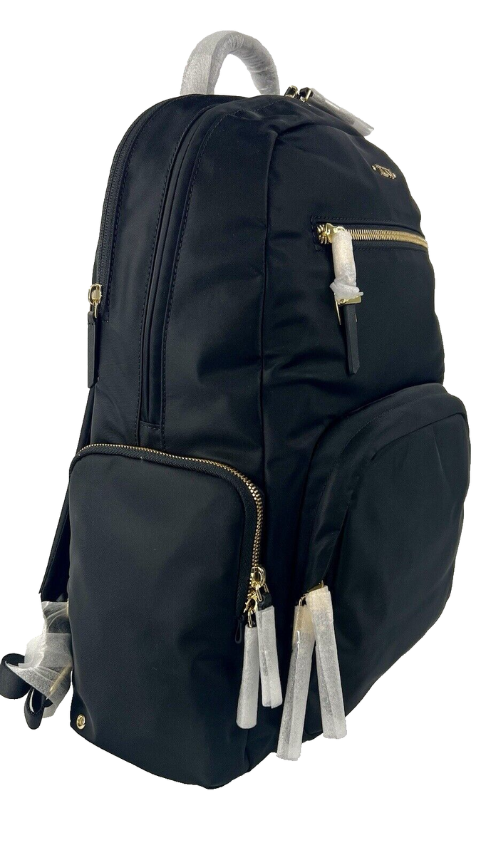 TUMI Voyageur Caren Essential Laptop Backpack Black with Gold