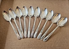 Set Of 10 Wm Rogers Mfg Co Priscilla Lady Ann Silverplate Teaspoons 1940's