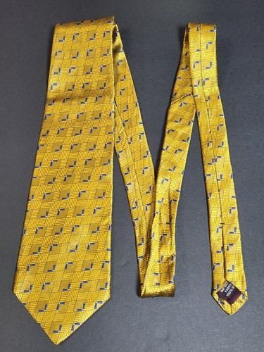 Geoffrey Beene Lot of 3 Mens Ties Yellow Blue Tan 100% Silk Neckties Geometric - Picture 3 of 16
