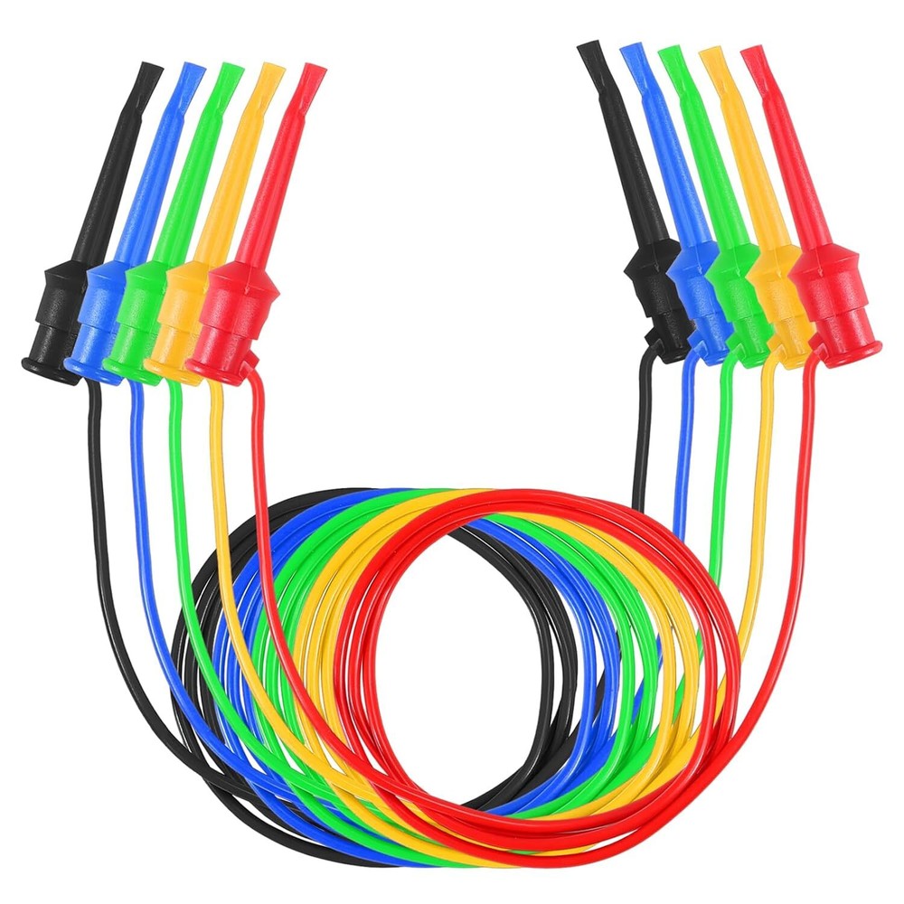 5Pcs Test Hook to Test Hook Test Cables Dual Ended Test Hook Wire Cable for