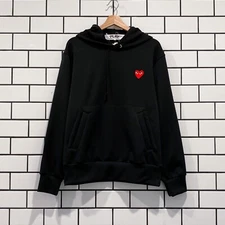 COMME DES GARCONS CDG PLAY RED HEART PULLOVER HOODIE BLACK AZ-T174-051-1