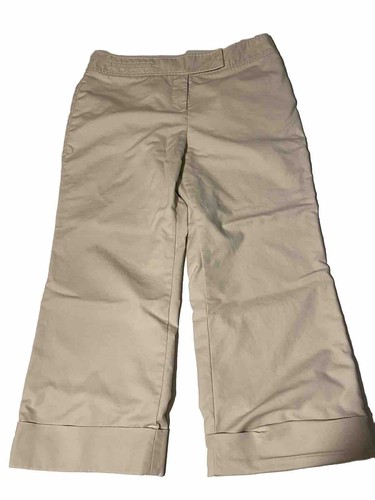 Madison Studio Size 12 Women’s Stretch Beige Cropped Pants Cuffed Hem Flaw