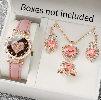 Pink Ladies Diamond Heart Watch TechnoMaster Pink Heart Watch with Diamond Bezel TM2071  main image 3