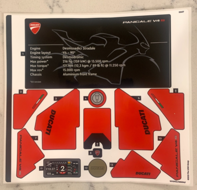 LEGO STICKER SHEET for 42202 Ducati Panigale V4 S Motorcycle, New