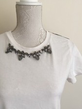 Women Tops TRF Size 8-10 White With Neclace Good Condition