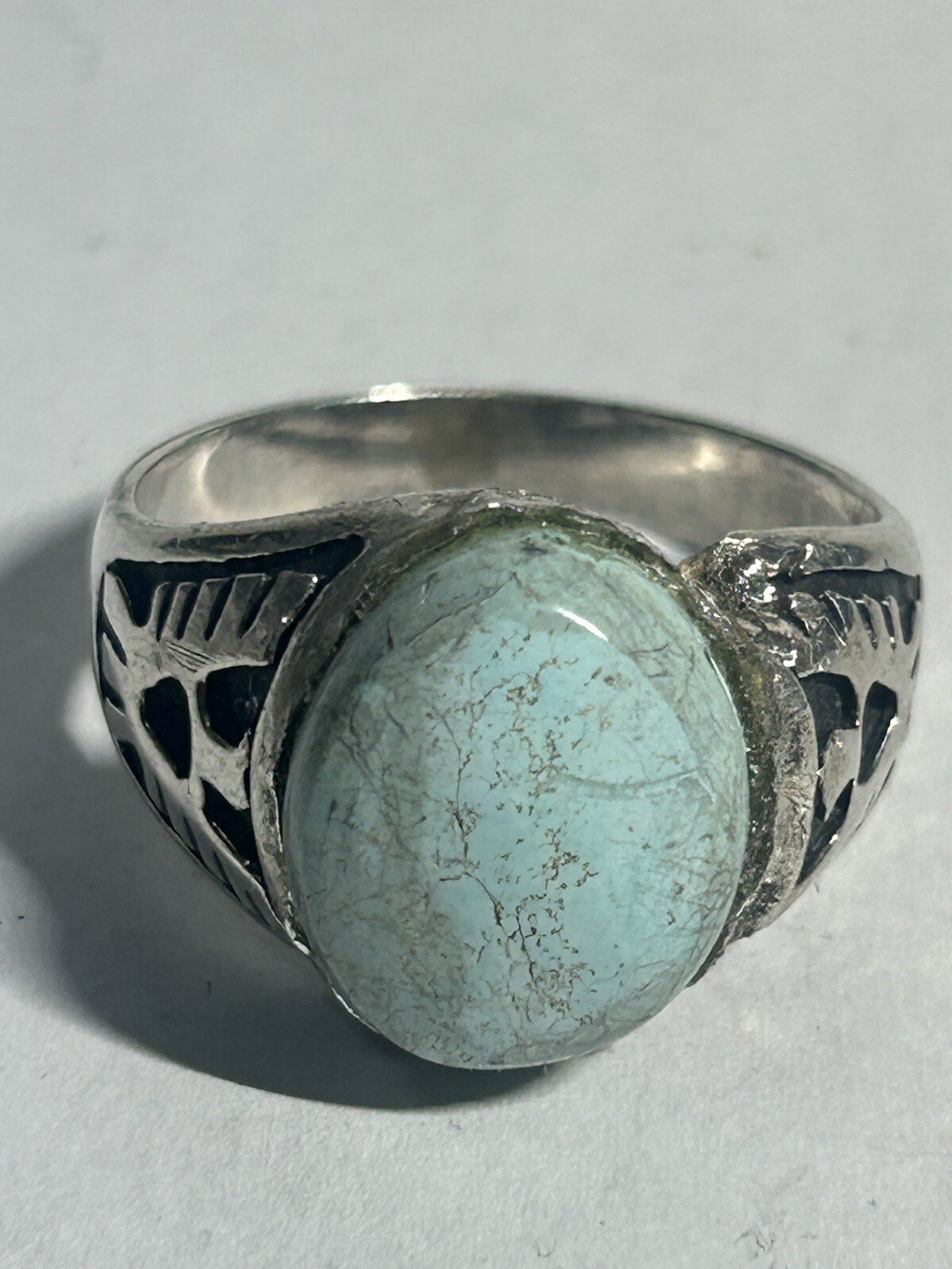 Thunderbird Native Old 925 Turquoise Ring Size 10… - image 3