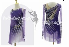 Ice Skating Adult Figure skating Dress Gymnastics Costume purple dyeing