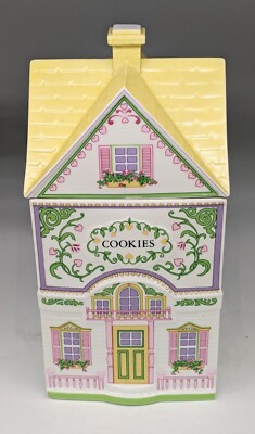 LENOX 1991 THE VILLAGE COOKIE JAR CANISTER YELLOW FINE PORCELAIN