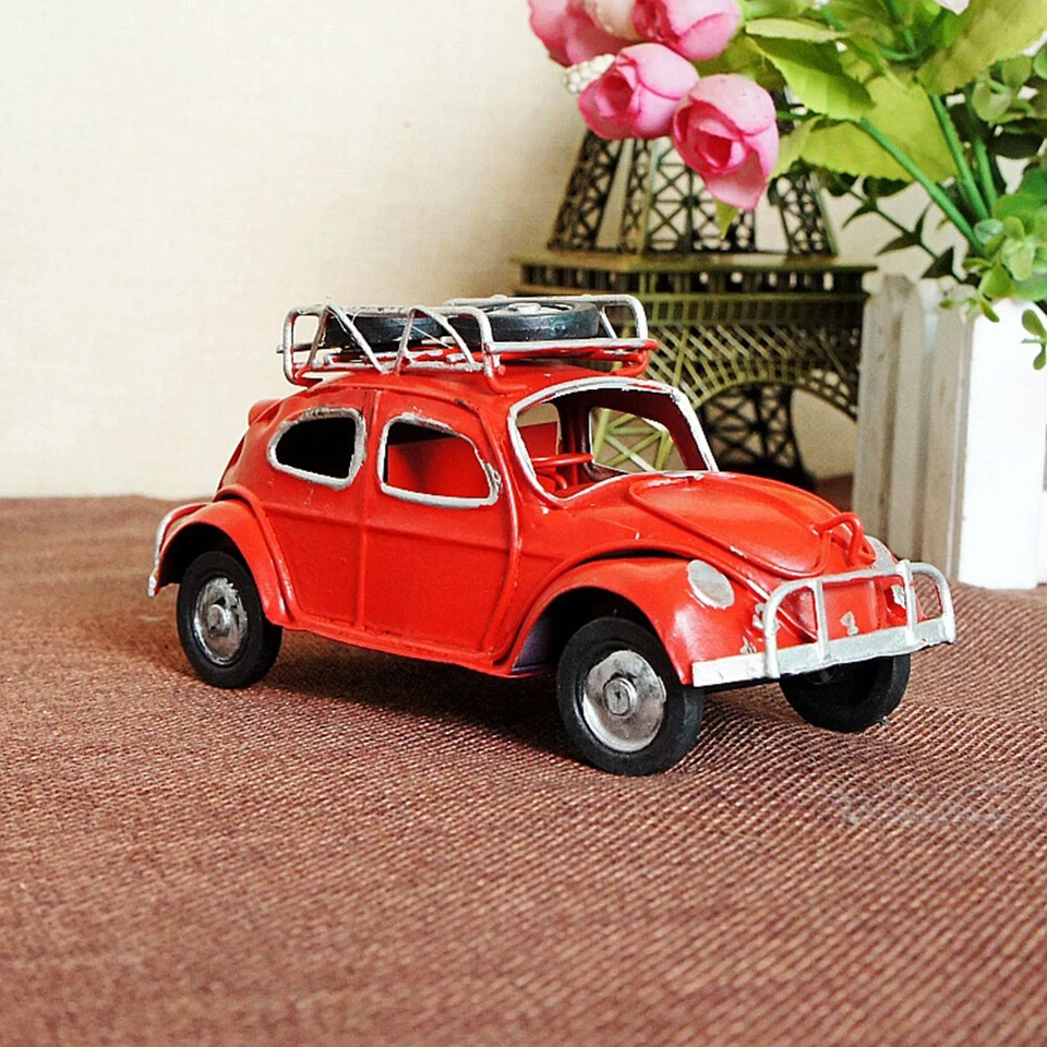 Reloj despertador vintage rústico de hierro metal coche modelo colección decoración del hogar Foto 3 de 4