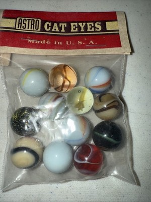 Vintage ASTRO CAT EYES MARBLES 16 count NOS