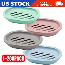 Soap Dishes Holder Self Drain Container Case Bath Shower Basket Storage Box
