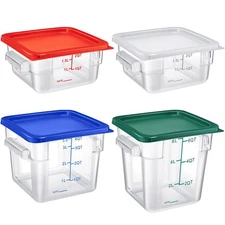Huwena 4 Pcs Food Storage Container with Lids Set Square Clear Commercial Con...