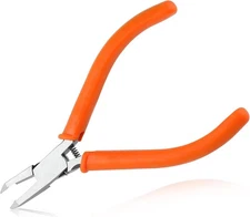 Small Flush Cut Diagonal Cutters 38 Degree Angled Tip 4.5", Orange 