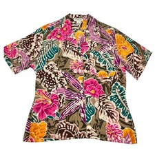 Christian Dior Floral Silk Button-Up Shirt Women's Size 4