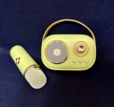 Green Mini Karaoke Machine for Kids Retro Bluetooth Speaker with Mic