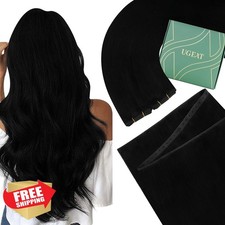 Ugeat Jet Black Butterfly Weft Hair Extensions, Human Hair, 20 Inch, 100g