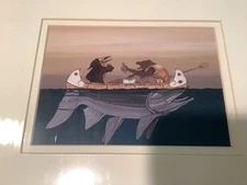 Michael Robinson "Inside the Fifth World" Matted Print Art Indigenous Folk Fish
