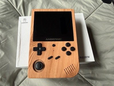 Anbernic RG351V Retro Handheld Game Console - Wood Grain - 2x Micro SD