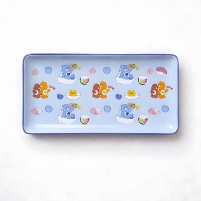 Silver Buffalo Care Bears Sushi Tray Plate Ramen Pals Blue Ceramic 2024 Used