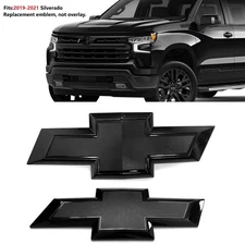 2019-2021 Grille & Tailgate Bowtie Emblem Badge for Silverado 1500 Gloss Black