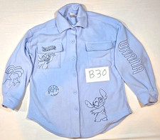 Disney Stitch Kid  s Blue Graphic Fleece Button-Up Shirt Size Small 4/6 