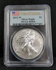 2012 W $1 Burnished American Silver Eagle Coin .999 Fine PCGS MS69 7898