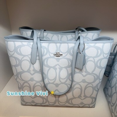 NWT Coach City Tote Bag In Sketch Signature Canvas CBH89, Silver