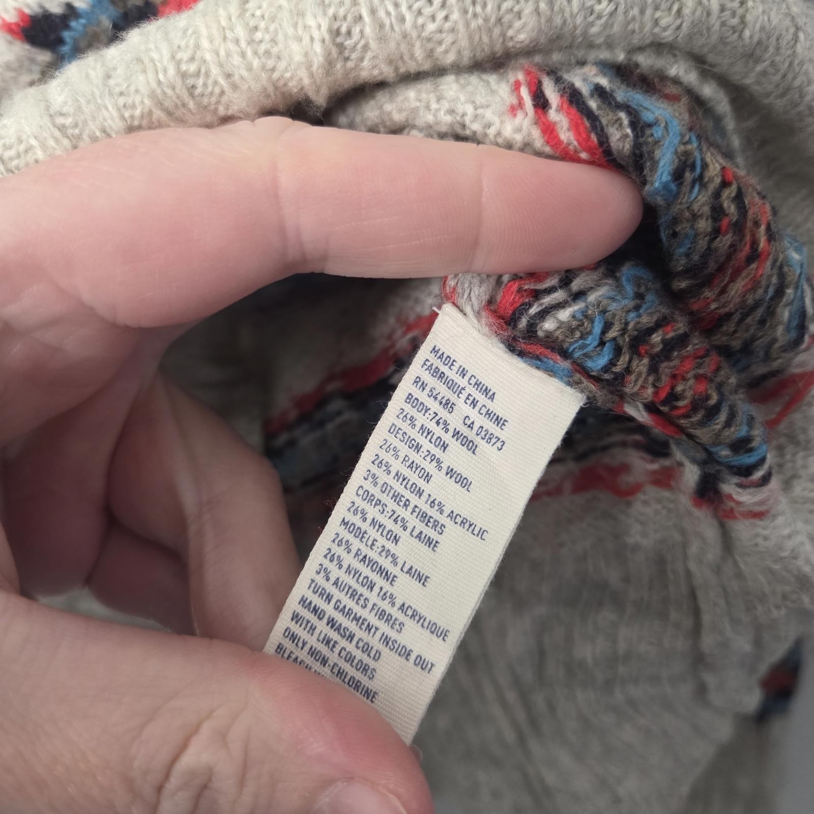 American eagle light grey patterned knit jumper s… - image 5