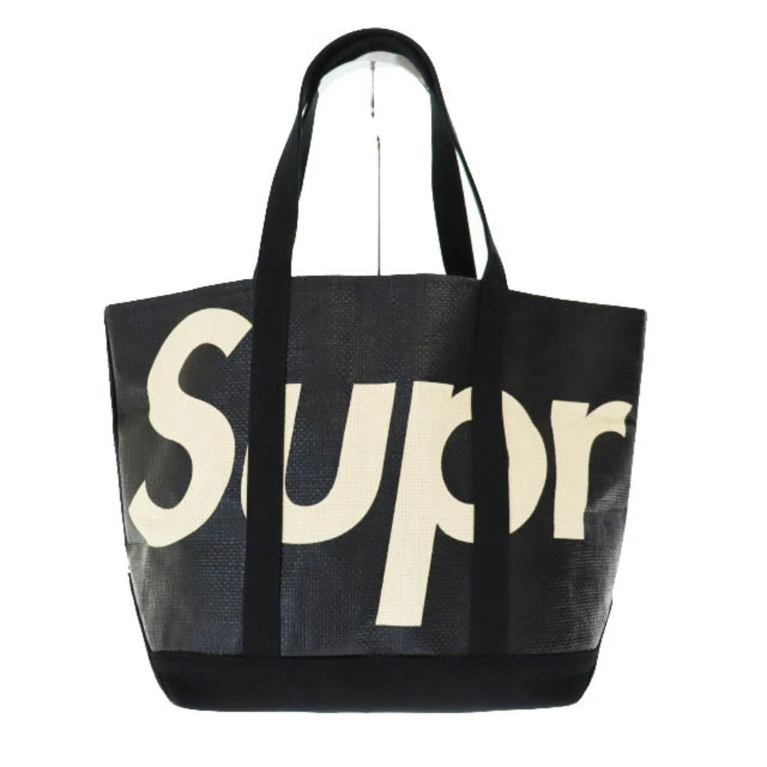 Sac fourre tout Supreme 20ss raphia logo noir vêtements vintage vecteur AA occasion ad729cb09