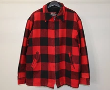 Vintage 80s Woolrich Red Wool Buffalo Plaid Jacket Men's XL Hunting Zip-Up