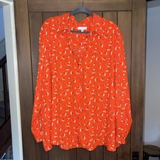 LA REDOUTE LADIES RED FLORAL PRINT LONG SLEEVED BLOUSE UK SIZE 24 NEW