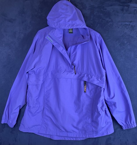LL Bean Womens Thinsulate 1/4 Zip Pockets Hooded Jacket Sz L Blue Purple - Picture 10 of 11