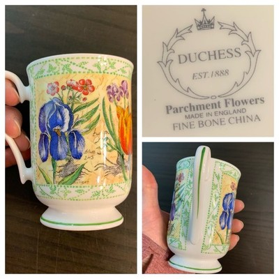 Duchess Parchment Flowers Fine Bone China Mug Made in England Floral Botanical