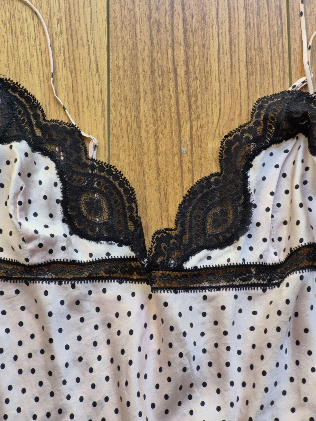 UNDERCOVER Abito slip babydoll Victorias Secret Y2k rosa seta nero a pois pizzo M